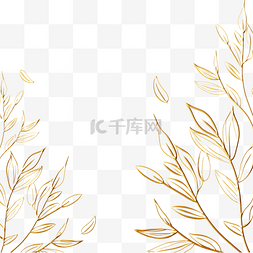 金色叶子植物花卉线稿边框