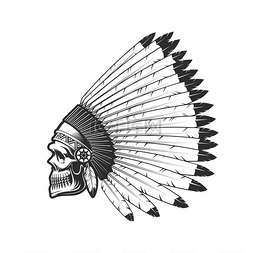印第安酋长头骨纹身，美国本土武