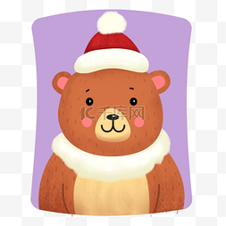 红色圣诞帽可爱卡通圣诞冬季动物