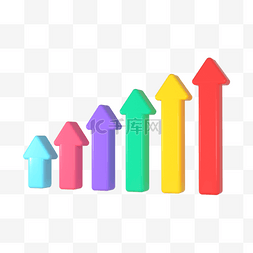 人口数据数据图片_3d彩色向上箭头柱状图
