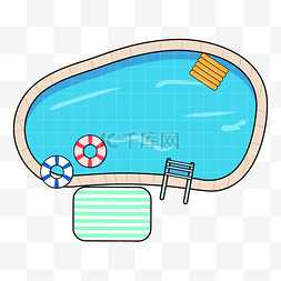 噴水池筆刷图片_夏天户外活动游泳泳池救生圈 水