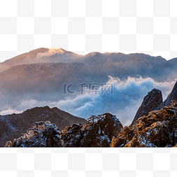 冬季雪山山区山川景色云海