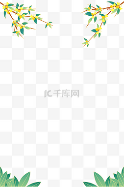 国潮风描金桂花树植物绿叶边框
