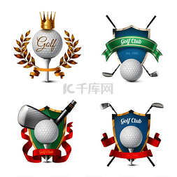 各种高尔夫球杆的美丽多彩的标志
