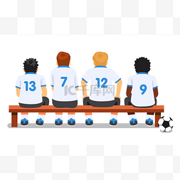 坐在长椅上的图片_坐在长椅上的足球足球体育团队