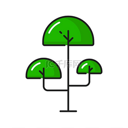 绿色生态卡通图片_树木景观风景装饰元素孤立的线性