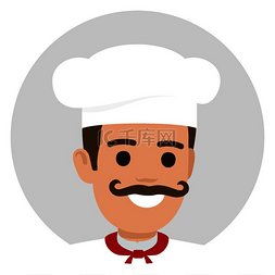 戴着胡子微笑的首席厨师戴着白色