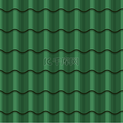 层状材料图片_绿色屋顶瓷砖无缝图案矢量屋顶背