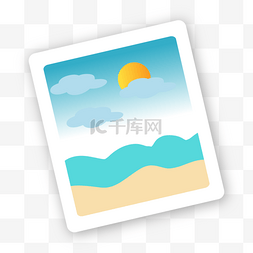 相册模板图片_相册海边图案太阳卡通绘画