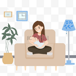 新科技图标图片_温馨的家庭里女性母乳喂养的概念