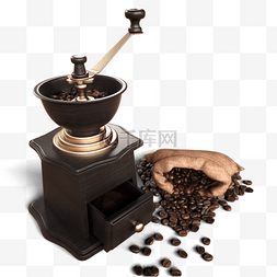 咖啡机和咖啡豆图片_立体咖啡机和咖啡豆