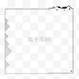 单色图片_徽派建筑创意建筑风边框