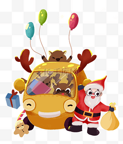 圣诞老人车图片_圣诞节平安夜圣诞老人麋鹿