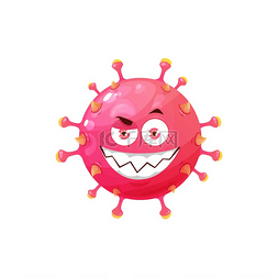 新冠病毒病毒卡通图片_卡通病毒细胞载体图标、有趣的细