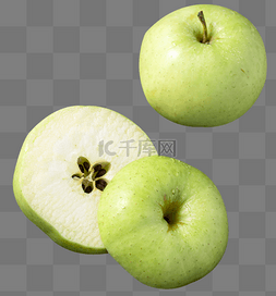 横切苹果图片_美味青苹果水果横切