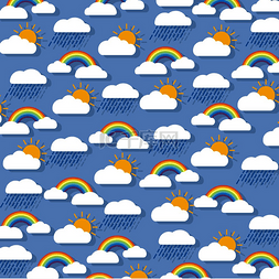 彩虹天空背景图片_柔和的背景，彩虹云，阳光和雨水