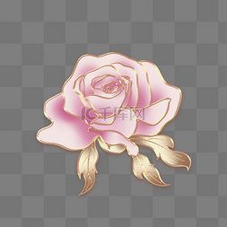 玫瑰花粉色图片_金色立体浮雕花朵植物粉色玫瑰花