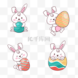 复活节插画图片_卡通可爱复活节兔子