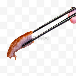 筷子夹烤鸭肉