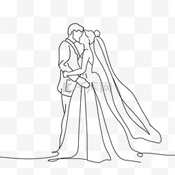 婚礼婚纱黑白涂鸦线条画