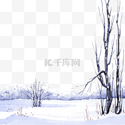 公园水彩图片_冰雪世界冬日圣诞风景