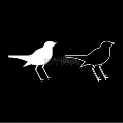 夜莺 Luscinia 鸟剪影图标轮廓设置