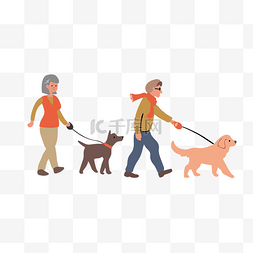 遛狗散步老年人运动锻炼老年生活