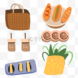 野餐菠萝和面包