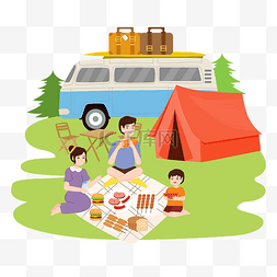 和家人去旅游图片_房车旅游一家人露营