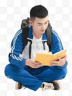 青年学生人物看书
