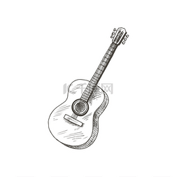 白色格纹图片_弦吉他孤立矢量乐器草图矢量弦音