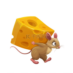 巨大图片_卡通老鼠和大块奶酪，可爱的矢量