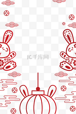 春节新年红色海报图片_新年红色兔年海报边框底纹