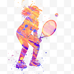 女网球运动员剪影