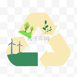 黄色立体图形图片_环保生态绿色黄色图片创意