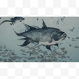 深海的鱼水墨