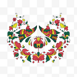 古典红色花朵图片_俄罗斯传统纹样花纹红色图案