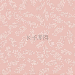 热带丛林矢量图片_粉红色背景上带有白色热带叶子的