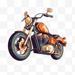 手绘插画风免抠元素摩托车