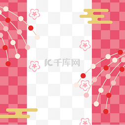 手绘日本春季边框樱花背景