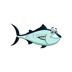 卡通鱼尾巴图片_大西洋蓝鳍金枪鱼孤立的卡通鱼。