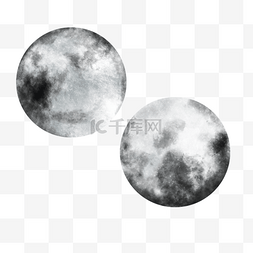 月亮夜晚两个水彩风格