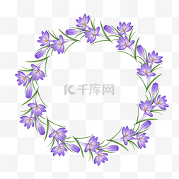 番红花水彩花卉紫色边框