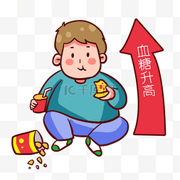 日常食品图片_吃高脂肪食品糖尿病小胖子