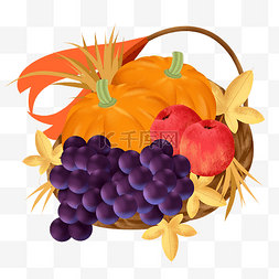 秋季丰收篮子水果篮子农作物丰收