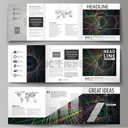 报告封面模板图片_三折方形设计小册子的业务模板集