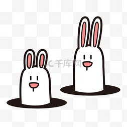 复活节彩蛋兔子图片_水彩复活节卡通彩蛋洞里的兔子