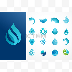 集水、 波和滴图标、 符号