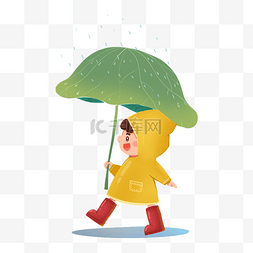 下雨天打伞的小狗图片_谷雨节气中国传统二十四节气下雨