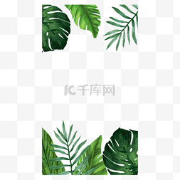手绘绿色树叶背景图片_边框水彩绿色植物社交instagram